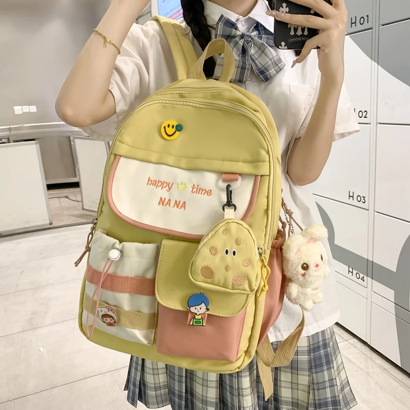 

Детская Милая модная Водонепроницаемая нейлоновая школьная сумка с несколькими карманами для девочек-подростков, студенческий рюкзак