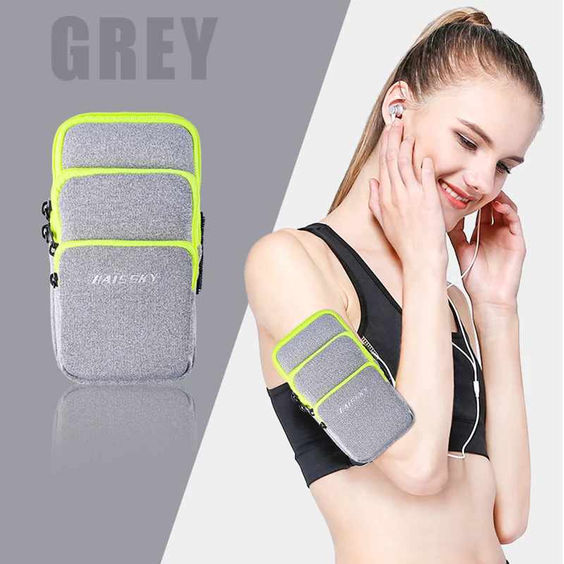 

HAISSKY New Sport Running Phone Bags Zipper Arm Band Pouch For iPhone 13 12 Pro Max GYM On Hand Cover For Samsung S21 S22 Ultra