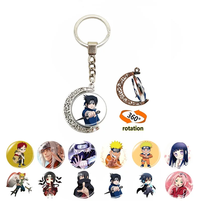

Naruto Rotatable Keychain Uzumaki Uchiha Kakashi Sasuke Anime Action Figures Toys Decoration Metal Carkey Children Birthday Gift
