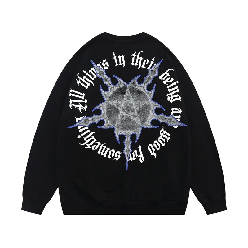 

Colorich 2022 Мужская футболка с длинным рукавом из хлопка Модная уличная футболка в стиле хип-хоп с пентаграммой Футболки с буквенным принтом Топы Мужская одежда