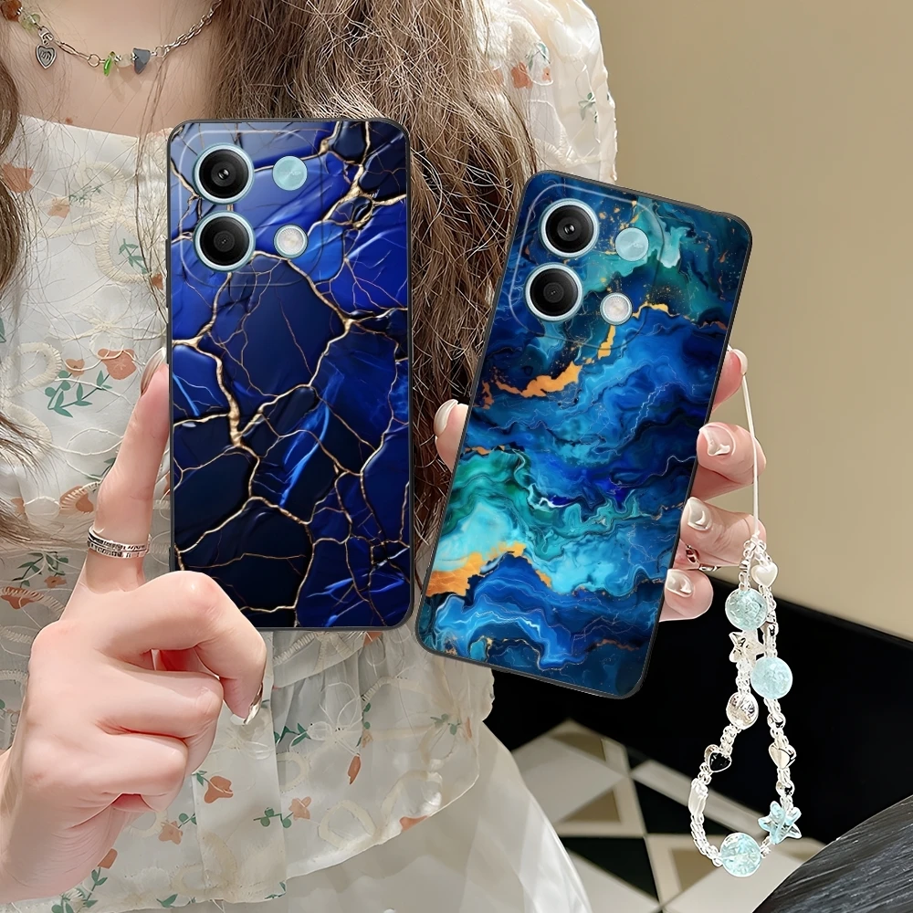 Luxury Golden Stone Mobile Cell Phone Case for Xiaomi POCO M6 M5 M4 M3 X6 X5 X4 X3 F6 F5 F4 F3 F2 C40 Pro GT 5G Black Cover