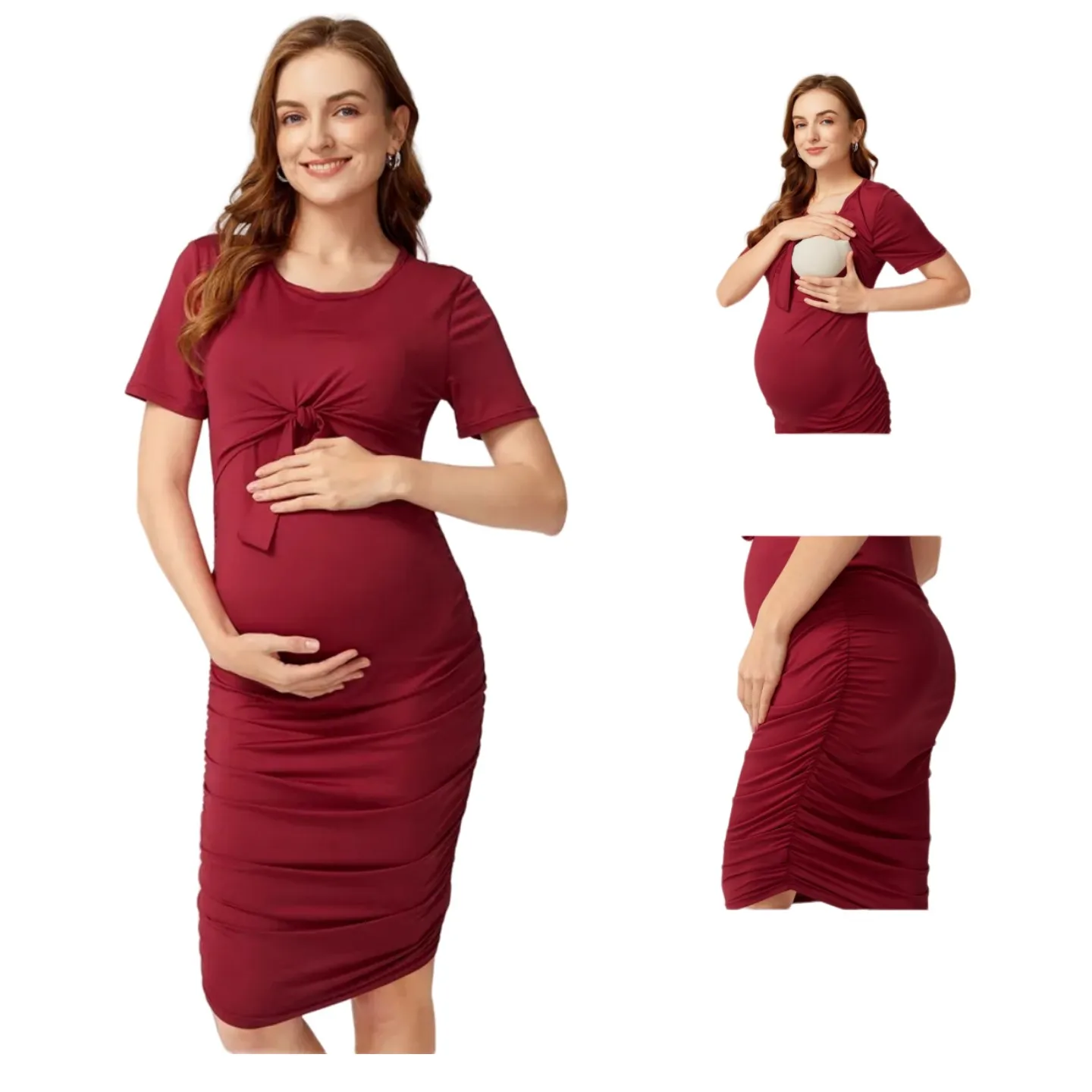 

Maternity Dress for Pregnant Women Premama Breastfeeding Nursing Clothes Pregnancy Summer Short Sleeve Irregular Party Dresses