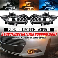 1 set 3 colors daytime running light for ford fusion 2013 2014 2015 2016 led daylight fog light waterproof