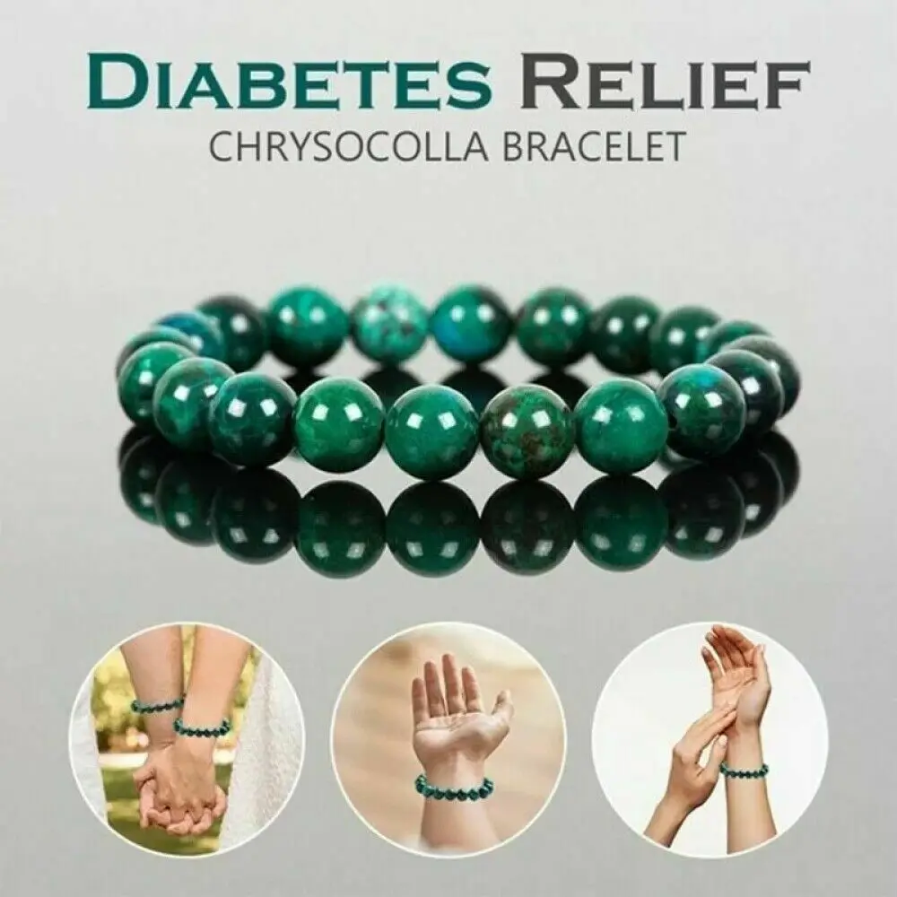 

Diabetes Relief Bracelet 8mm Chrysocolla Smooth Polished Bracelet Healing Gemstone Birthstone Beads Bracelets