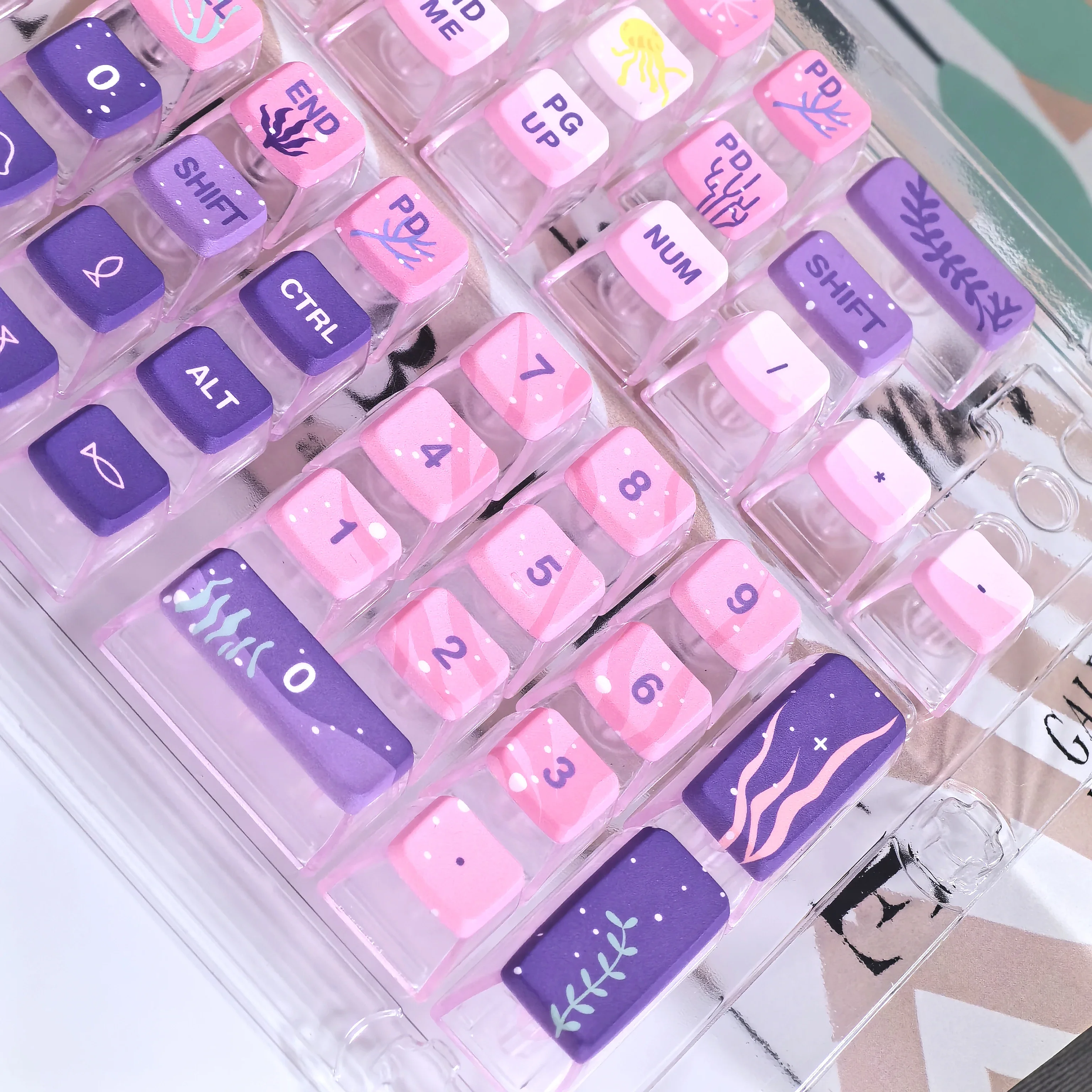 Подводный мир Keycap Кристальный пудинг полупрозрачный 117-клавиши Asa высота Pbt + Pc