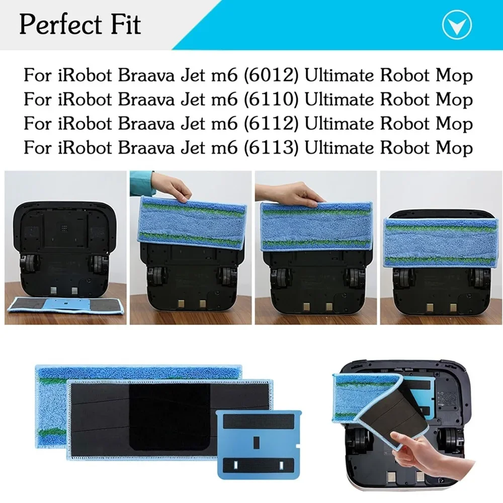 Комплект из 8 обновленных подушечек для влажной уборки M6 iRobot Braava Jet Series (6110) (6012) (6112)