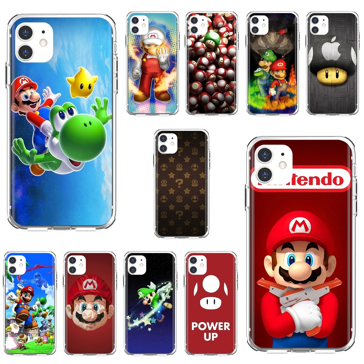 

For iPhone 10 11 12 13 Mini Pro 4S 5S SE 5C 6 6S 7 8 X XR XS Plus Max 2020 Super-Mario-Bros-Mushrooms Soft Transparent Covers