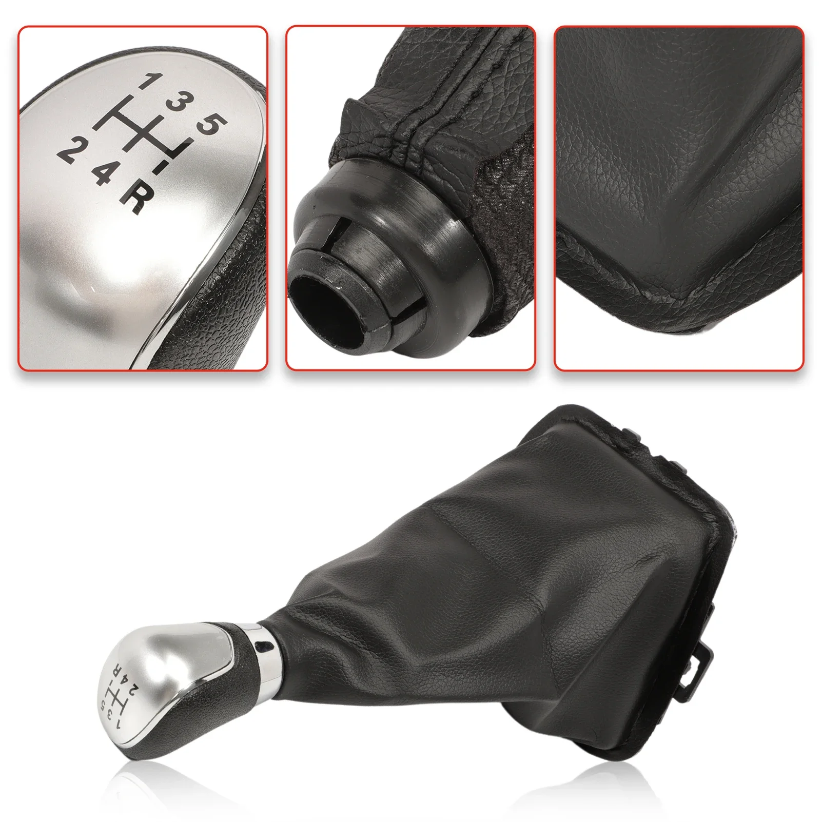 

5-скоростные серебряные/черные кожаные чехлы для шестерен Ford Fiesta MK5 2008 MK6 2008-2012 1556845 8A6R7H409MA