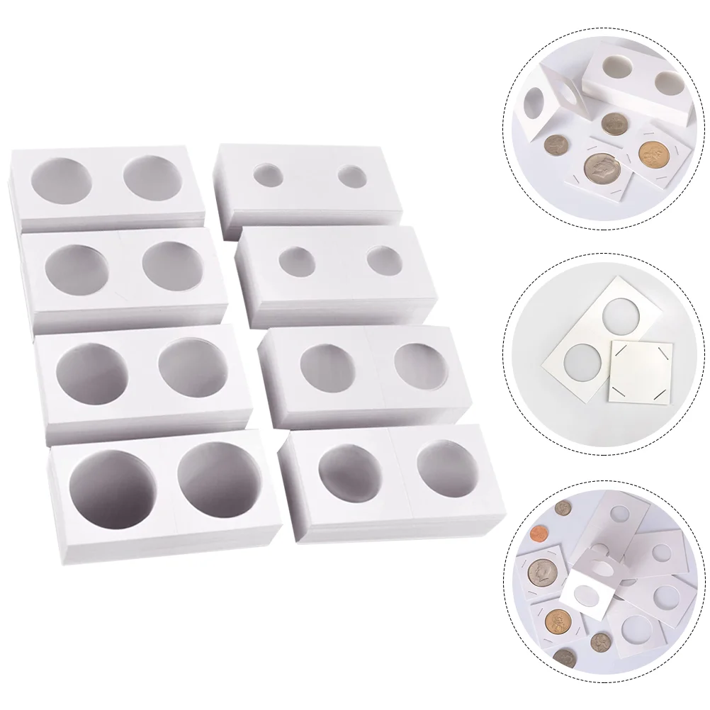 

400 Pcs Clear Capsules Currency Paper Clip Portable Coin Holder Transparent Protector Collections White