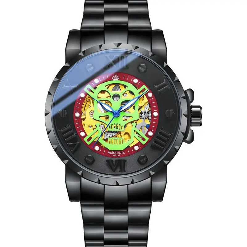 Новинка 2022 мужские Модные механические часы для отдыха с двойным отверстием