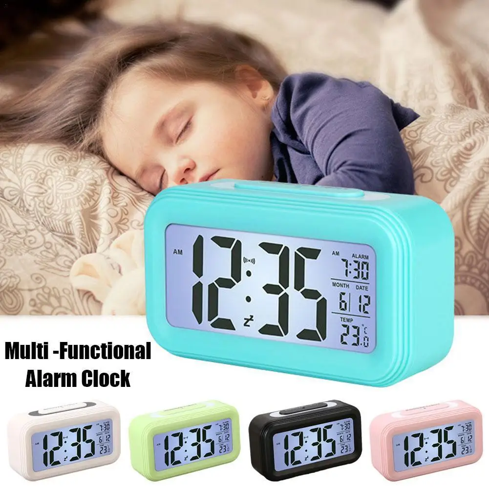 Desktop Thermometer Desk Date Operated House Home Clock Silent Battery Time Display Calendar P5f9