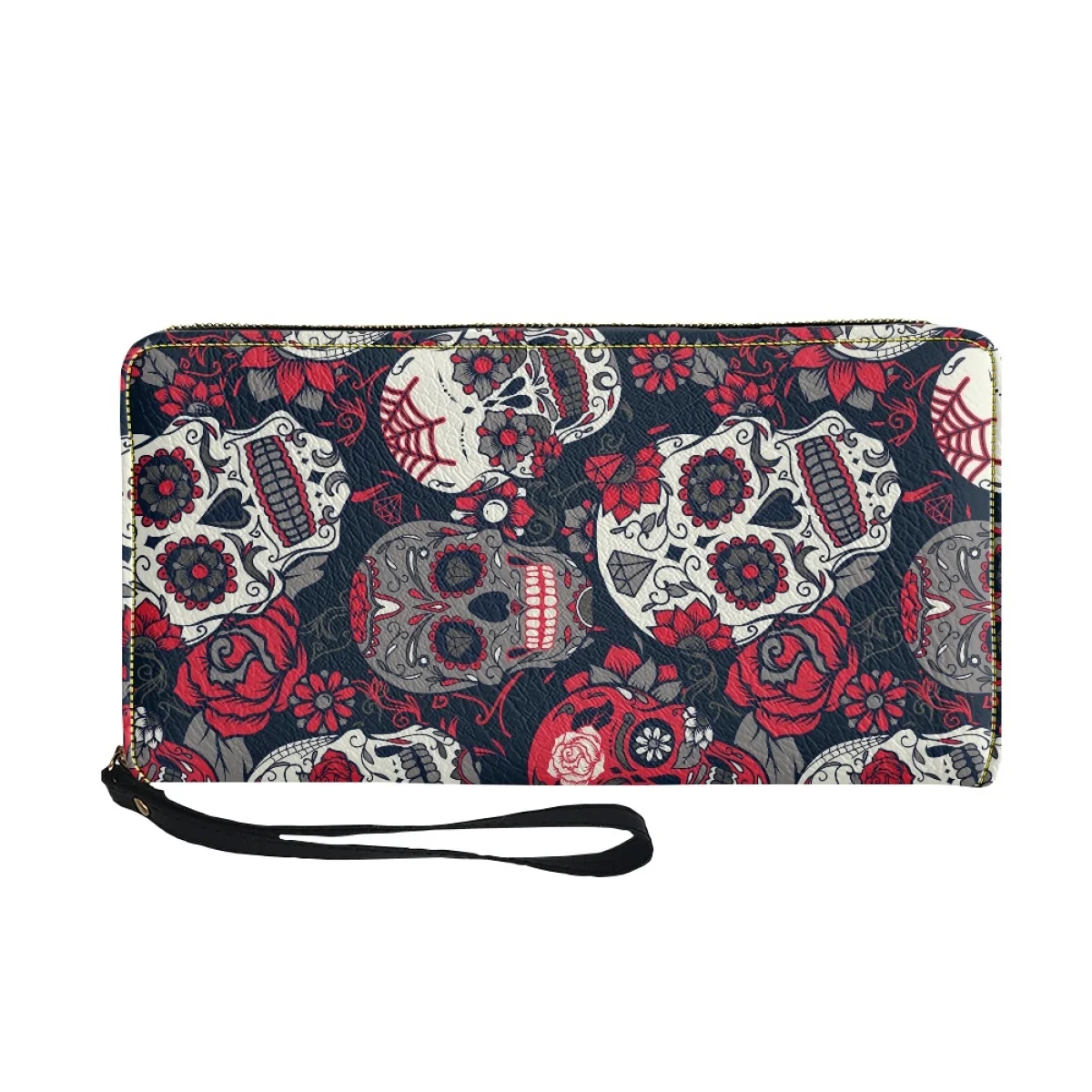 Skull Rose Wallet Luxurious Women Pocket Wallet Ladies Fashion Purse With Metal Zipper carteras para mujer