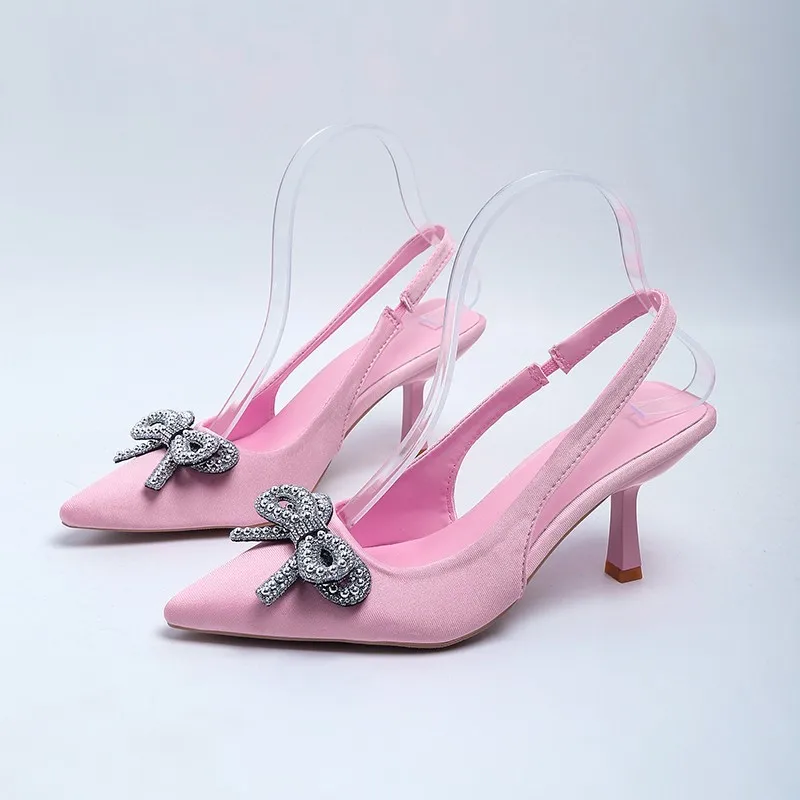 

Новинка 2023, босоножки с узлом-бабочкой, босоножки на тонком каблуке, женские босоножки с розовым бантом и высоким каблуком, женская обувь для выпускного
