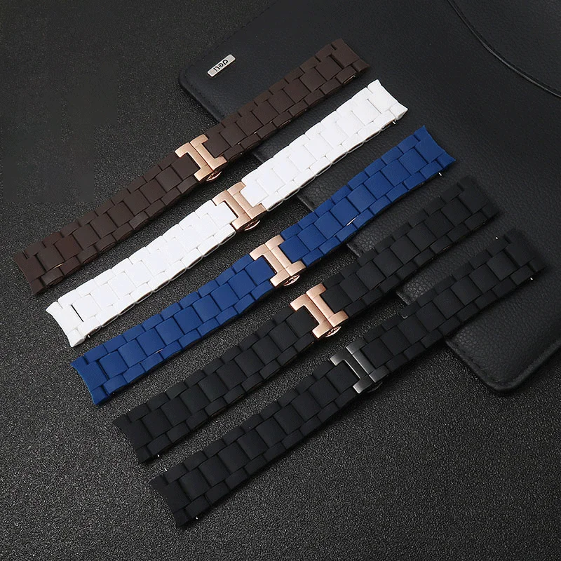 Фото Резиновый стальной ремешок для часов для Armani AR5905 AR5906 AR5919 AR5920 AR5890, мужской ремешок для часов 23 мм, женский браслет 20 мм, браслет №2