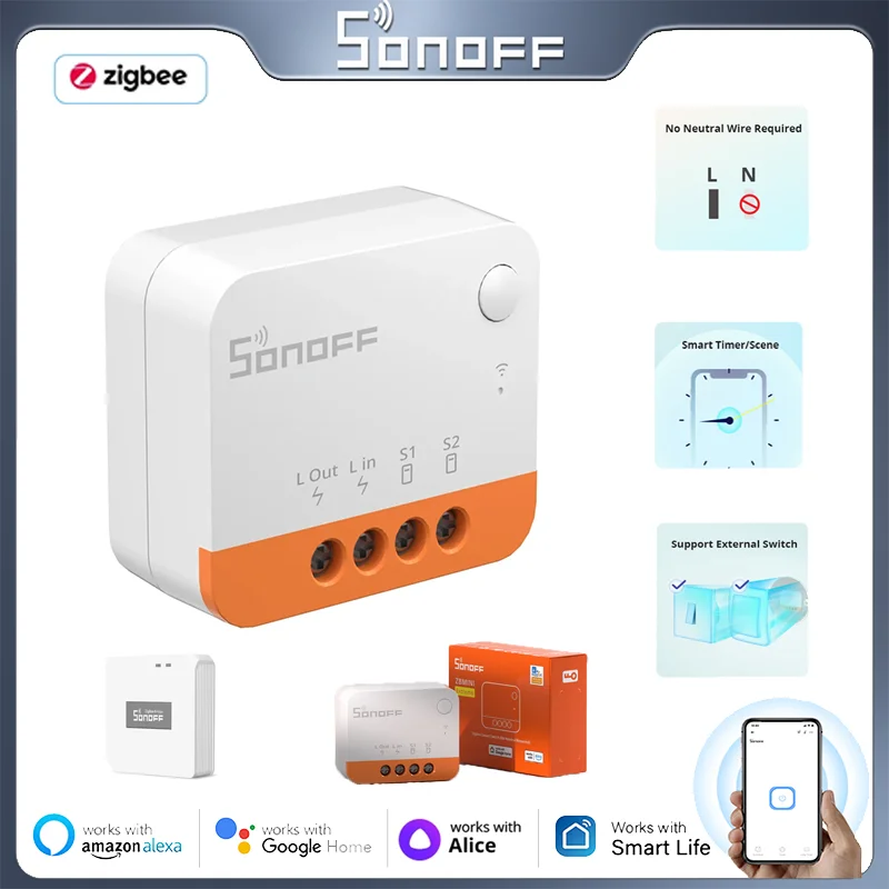 

Умный переключатель SONOFF ZBMINI Extreme Zigbee, модуль переключателя «сделай сам» без нейтрального провода, с поддержкой Wi-Fi и умного дома