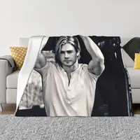 Chris Hemsworth Blankets Sofa Cover Fleece Spring Autumn Black and White  Soft Throw Blankets for Bed Outdoor Rug Piece
