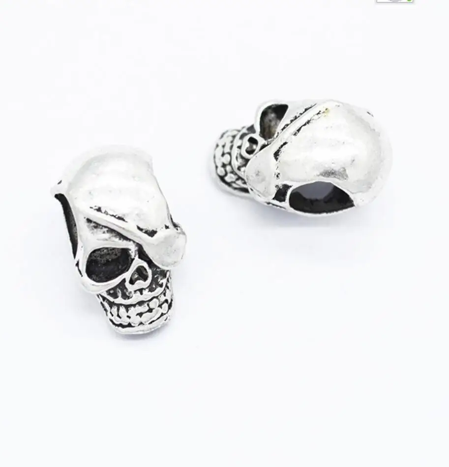 

4pcs Skulls Spacer Beads Charms Gold Silver ColorAlloy Loose Beads For DIY Punk Jewelry Bracelets 20*12*11mm hole 6mm F0863