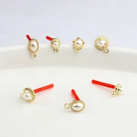 zinc alloy sweet mini geometric pearl stars base earring connector 6pcslot for diy fahion earrings making accessories