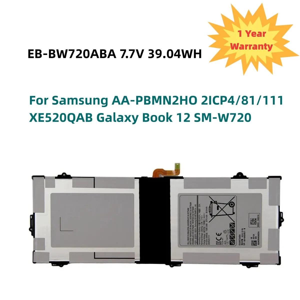 EB-BW720ABA EB-BW720ABE Аккумулятор для ноутбука Samsung AA-PBMN2HO 2ICP4/81/111 XE520QAB Galaxy Book 12 SM-W720 NP530XBB 7,7 V 5070mAh