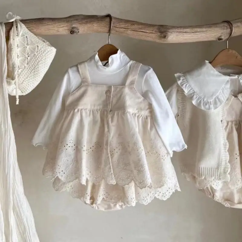 Newborn Infant Girl Sleeveless Bodysuit Lace Embroidery Princess Sling Dress Cute Baby Girl Jumpsuit Toddler Clothes 0-24M