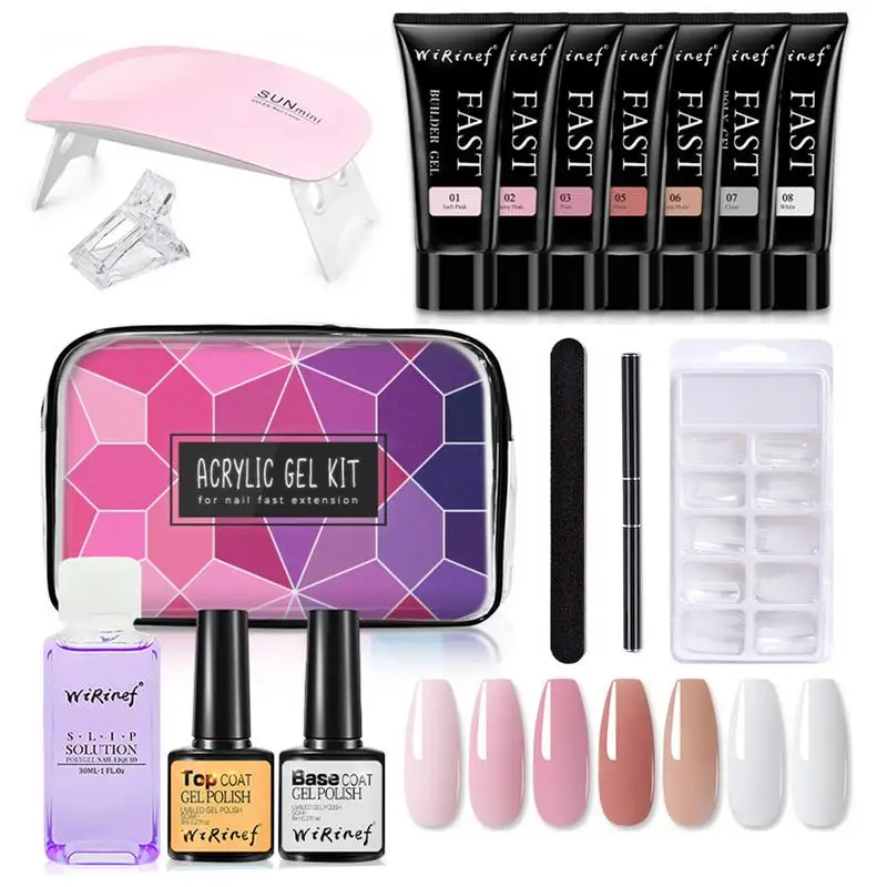 

Poly Nail Gel Kit Nail Enhancement Builder Nail Gel Kit With 7 Colors Extension Gel And Slip Solution All InKit For Nail