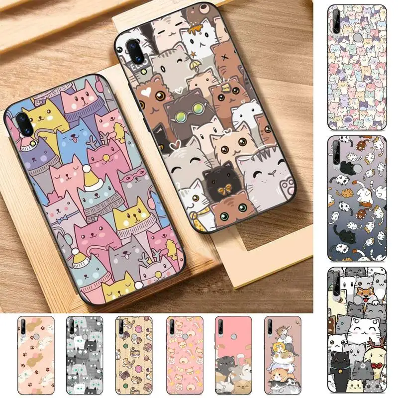 

Cute Cat Cartoon Phone Case for Huawei Y 6 9 7 5 8s prime 2019 2018 enjoy 7 plus
