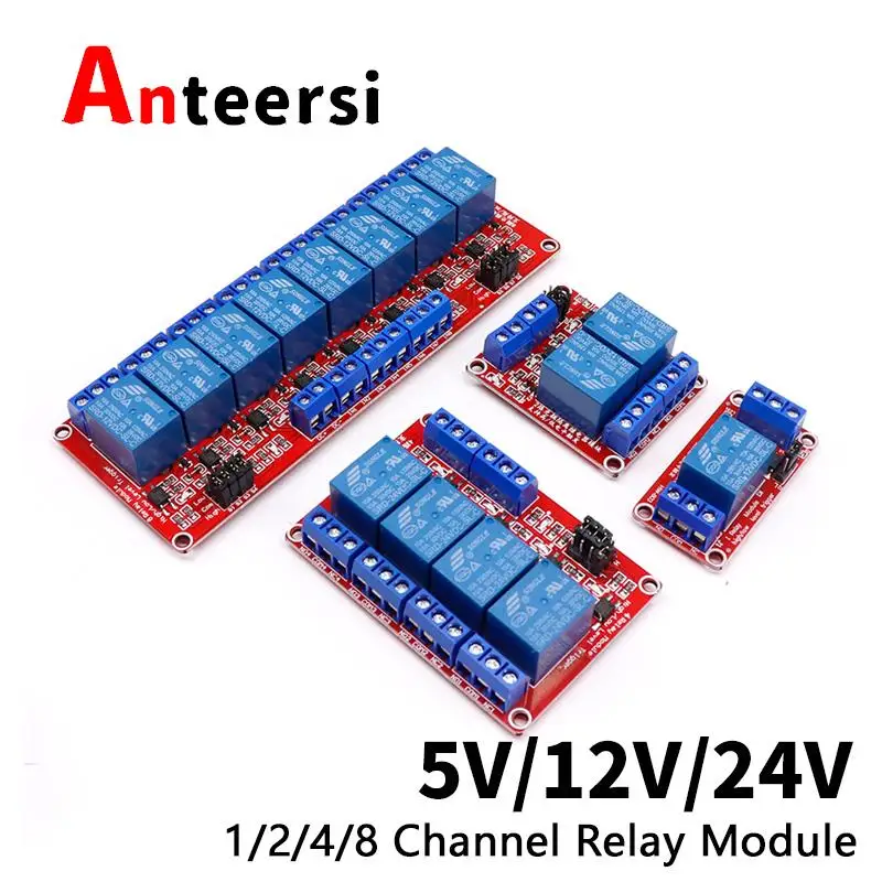 

1/2/4/8 каналов релейный модуль 5V12V2 4 в с изоляцией оптрона, поддержка высокоуровневой и низкоуровневой расширительной платы триггера