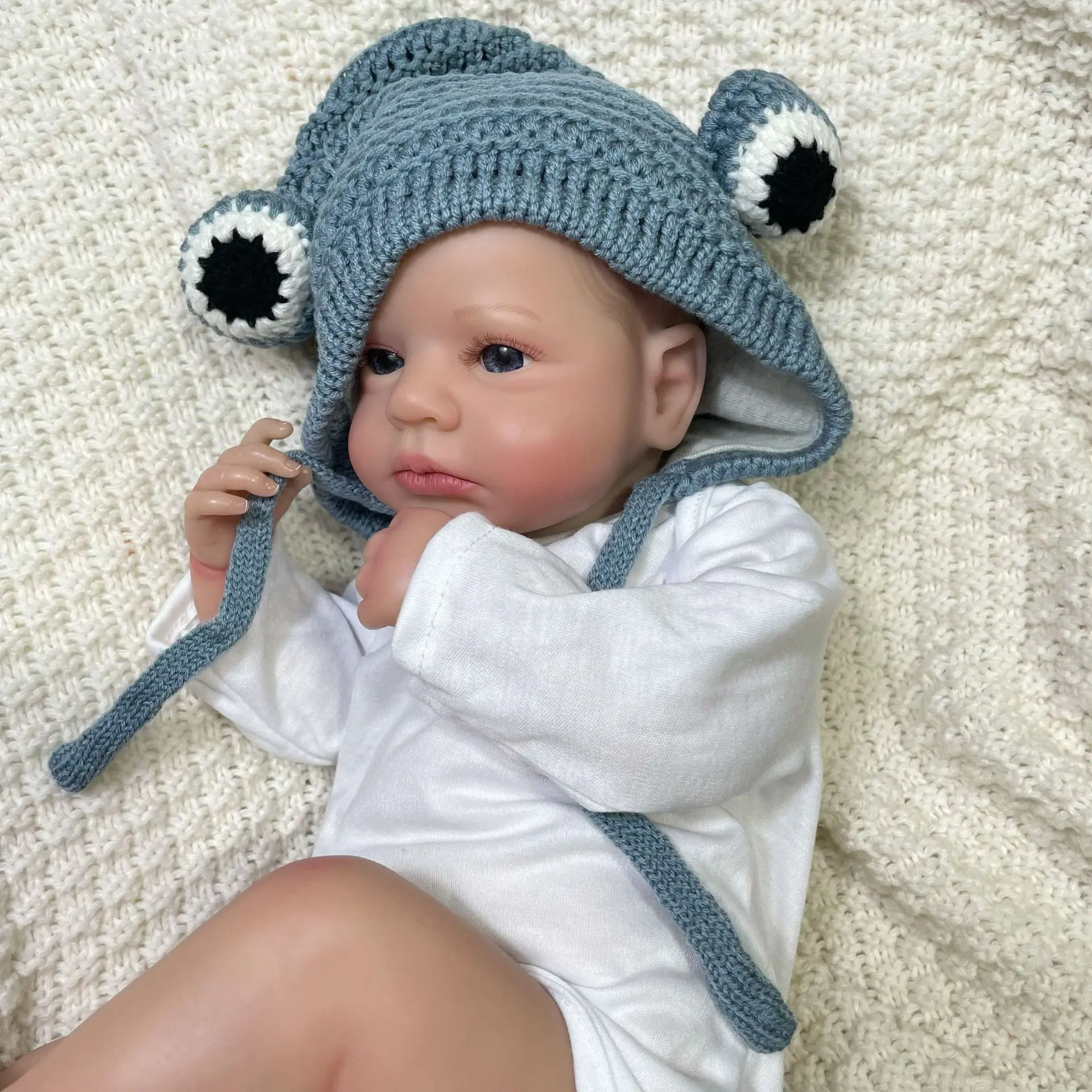 

19 Inch 49cm Dark Skin Loulou Painted Hair Bebe Reborn Doll Kits DIY Hand-Painted Bebe Kits Reborn Sin Pintar