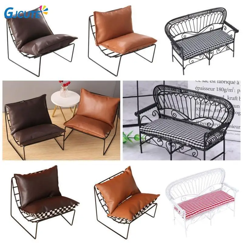 

Miniature Leather Sofa Cute Sofa Pillows For Dolls Children Simulation Dollhouse Furniture Toys 1:6 1:12 Miniature Accessories