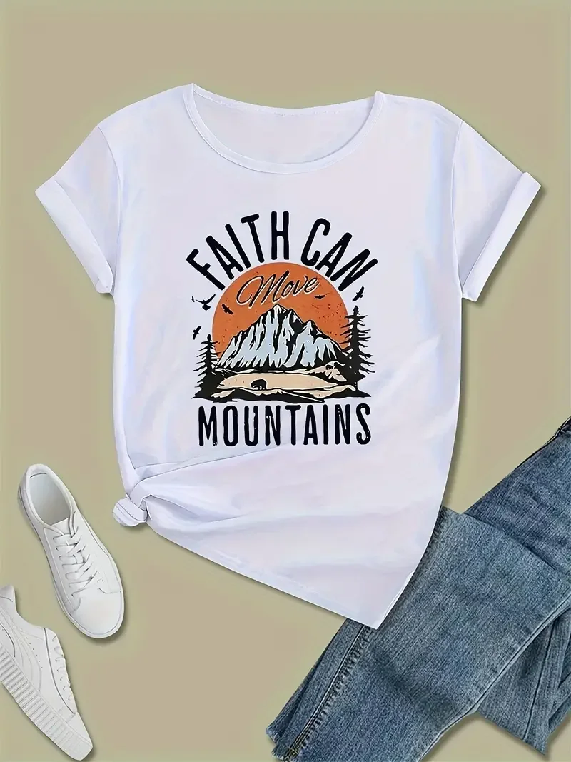 Женский летний топ с круглым вырезом и коротким рукавом