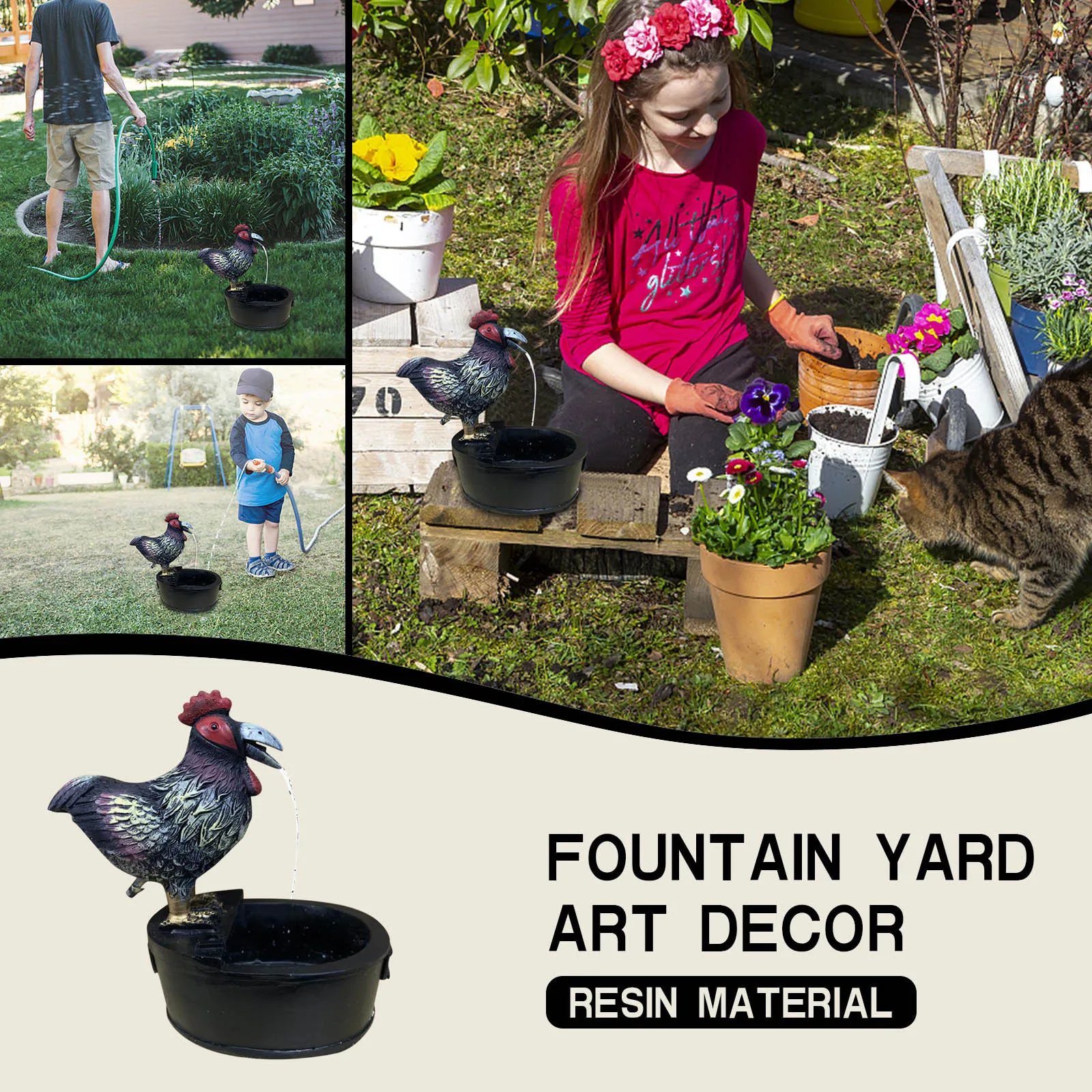 

Statue Decoration Resin Yard Geyser Water Decor Courtyard Crow Art Art Home Decor