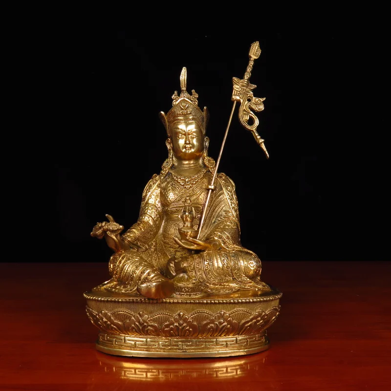 

Tantra Tibetan Buddha Brass Padmasambhava Lotus Master Buddha Ornament Home Serving 7-Inch Storable