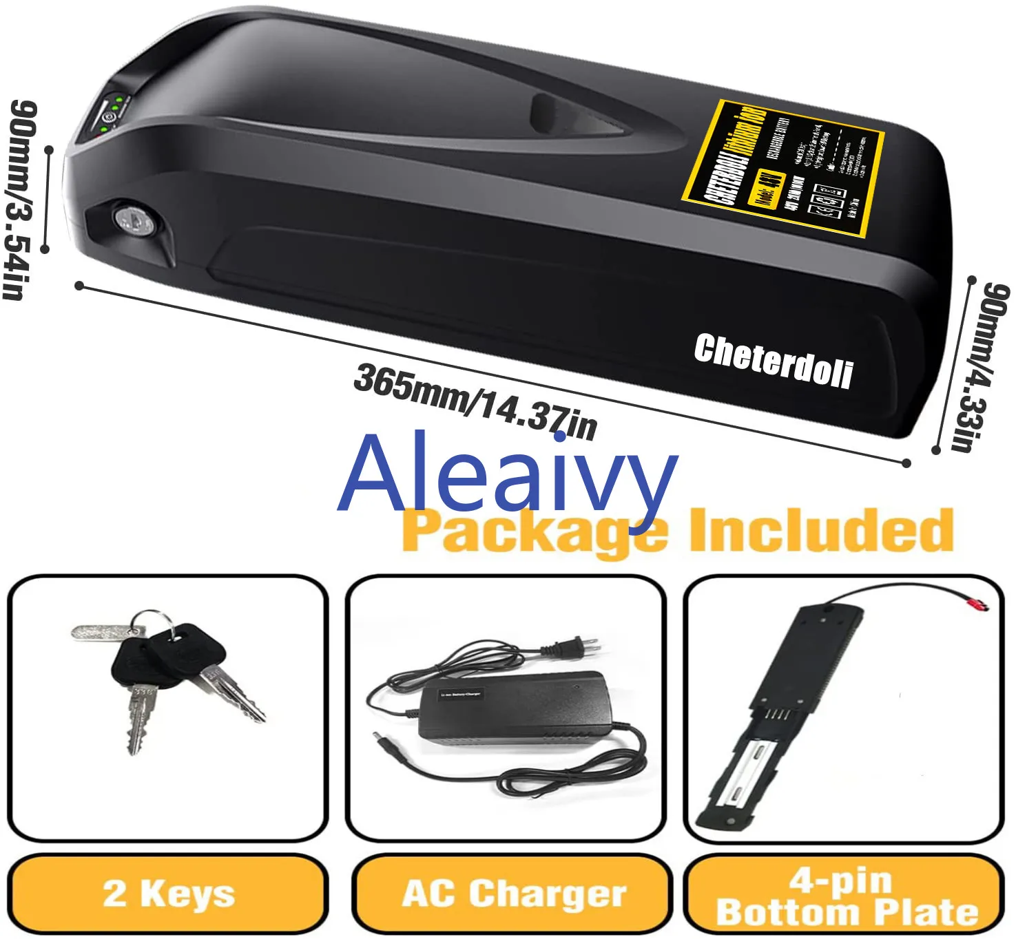 

Аккумуляторная батарея Aleaivy для электрического велосипеда, литиевая батарея Hailong 18650, 36 В 48 в 10 Ач 12 Ач 15 Ач 20 Ач, USB порт