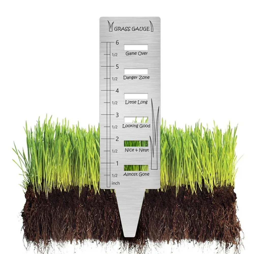 

Grass gauge tool funny metal ruler for cutting stainless steel ultimate lawn garden trimming guide measuring prune plant