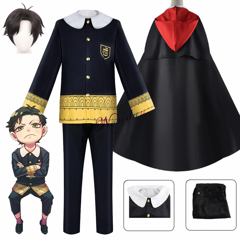 Adult Kids Spy Family Damian Desmond Anya Forger Cosplay Costumes Wig Anime Dress Cloak Cape Imperial Scholar School Uniform