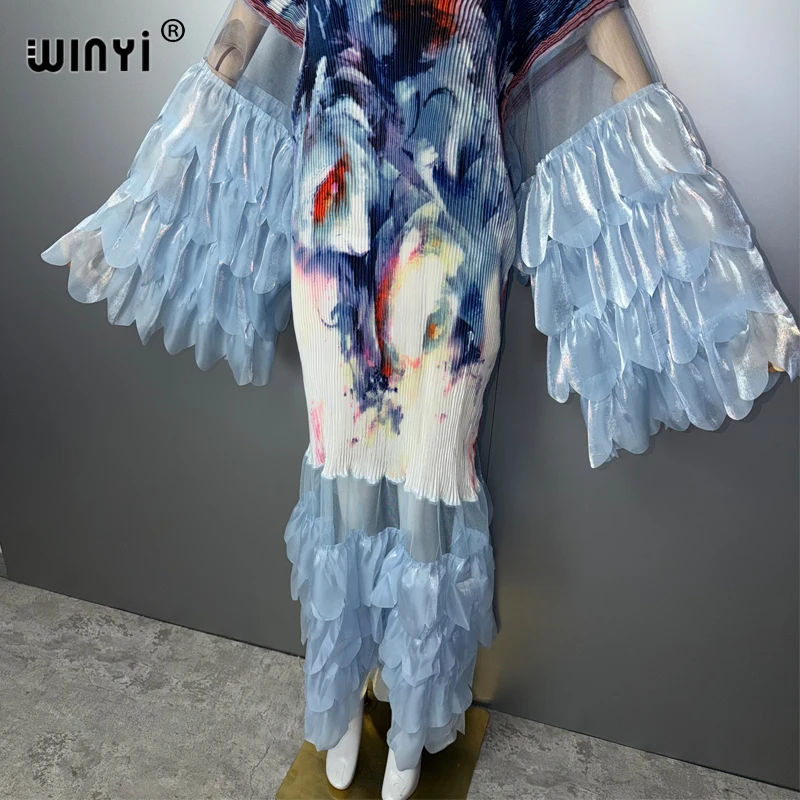 Фото Плиссированное эластичное платье WINYI: пляжная накидка, кафтан, абайя для мусульманских женщин, роскошное вечернее платье в ретро-стиле для вечеринок в Дубае №3