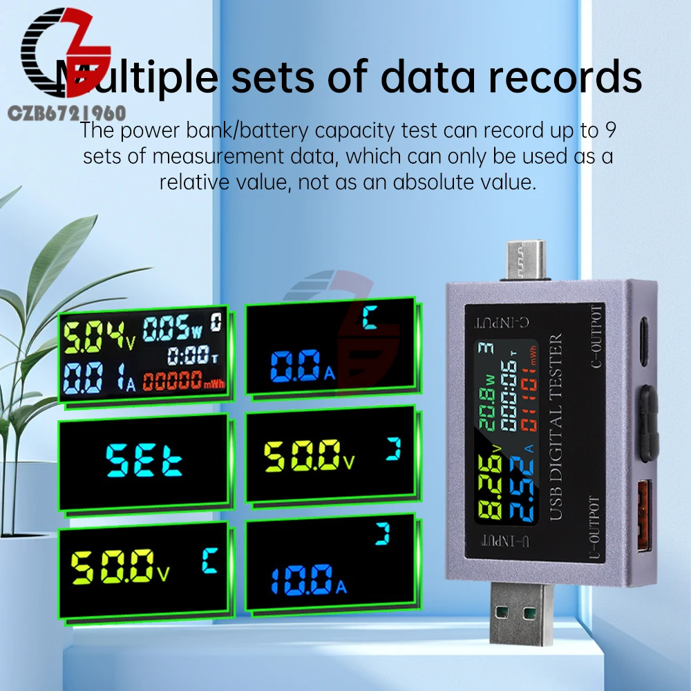 DC 4 5-50 В 0-8A USB Type-C тестер Многофункциональный цифровой дисплей Амперметр