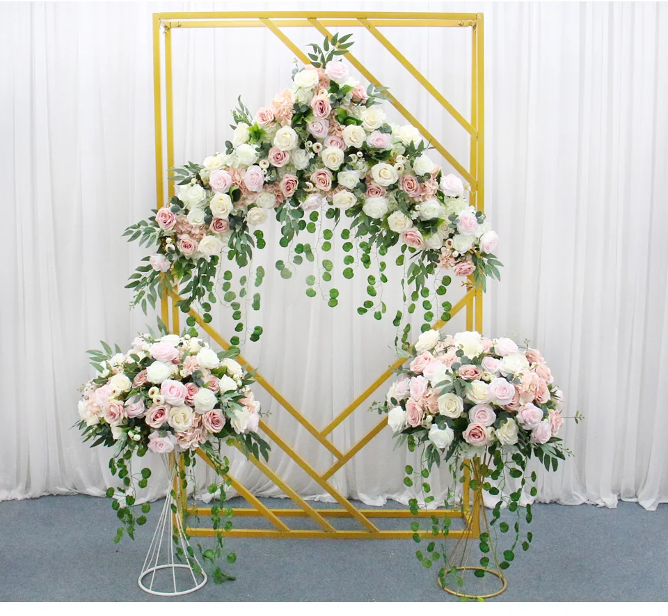 

Flone Diamond Wedding Arch Backdrop Props Wrought Iron Geometric Square Frame Party Stage Screen creative background Stand