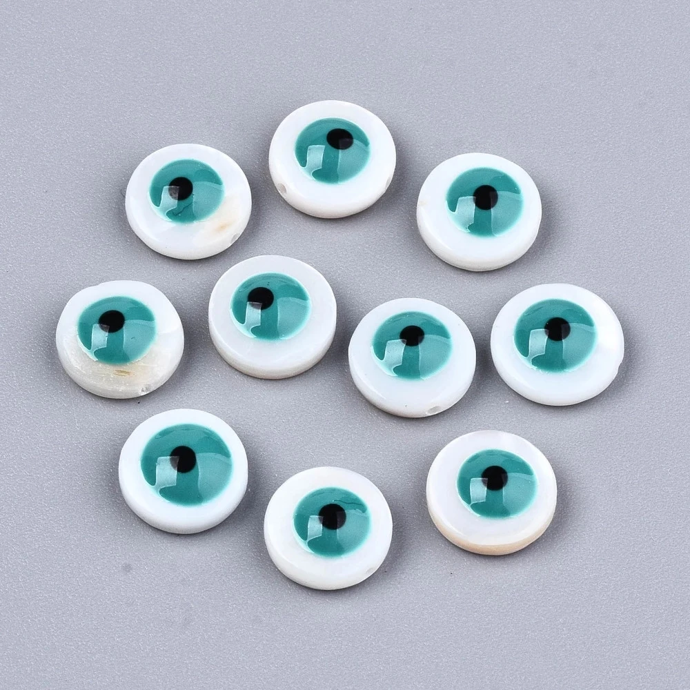 

30pcs Natural Freshwater Shell Flat Round Beads with Eye For jewelry making DIY Decor Crafts Accessories