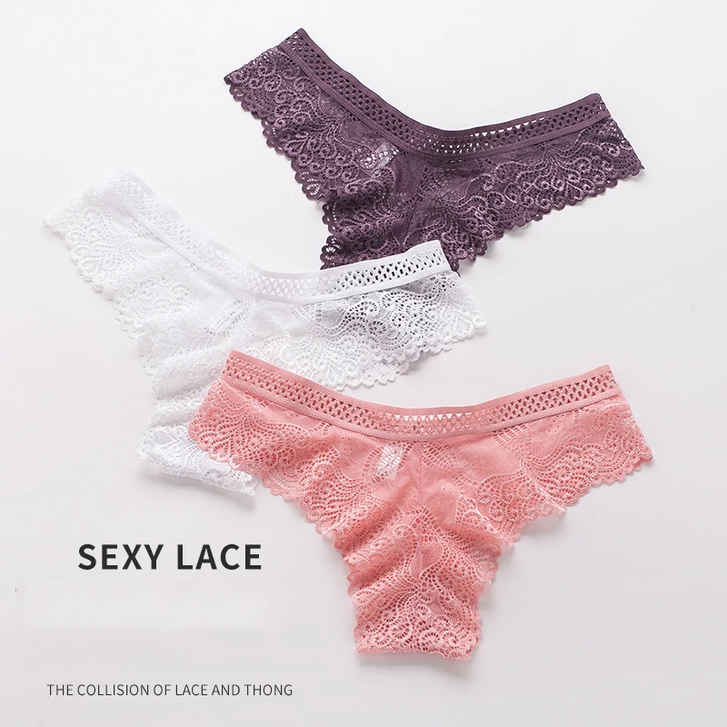 

Sexy Hot Low-Rise Lace Embroidery Thongs Panties Women Hollow Out Transparent Strings Underwear Female Lingerie Lenceria Mujer