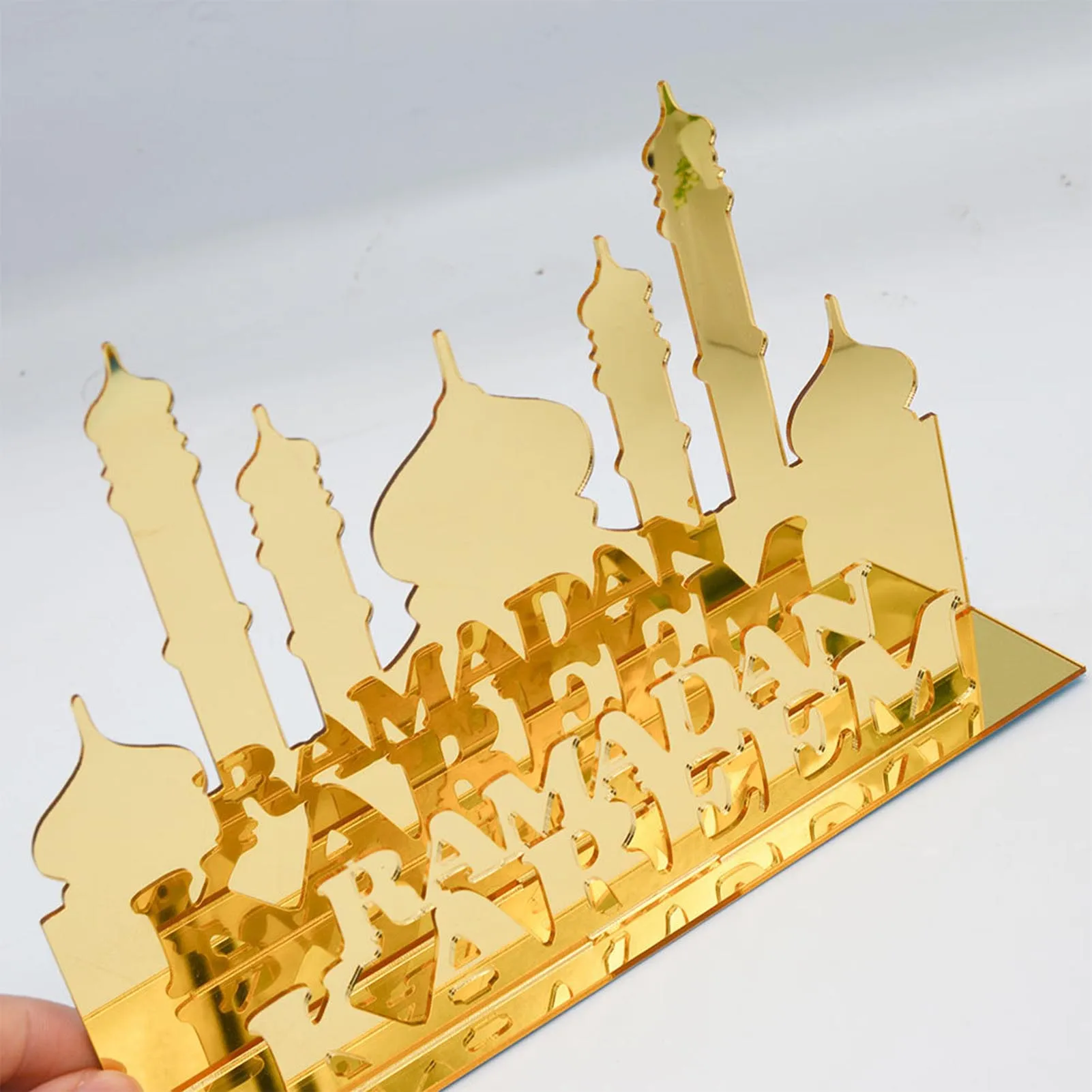 

Eid Mubarak Decorations for Table Ramadan Wood Tabletop Decor | Acrylic Golden Palace Tabletop Ornaments Muslim Festival Islamic