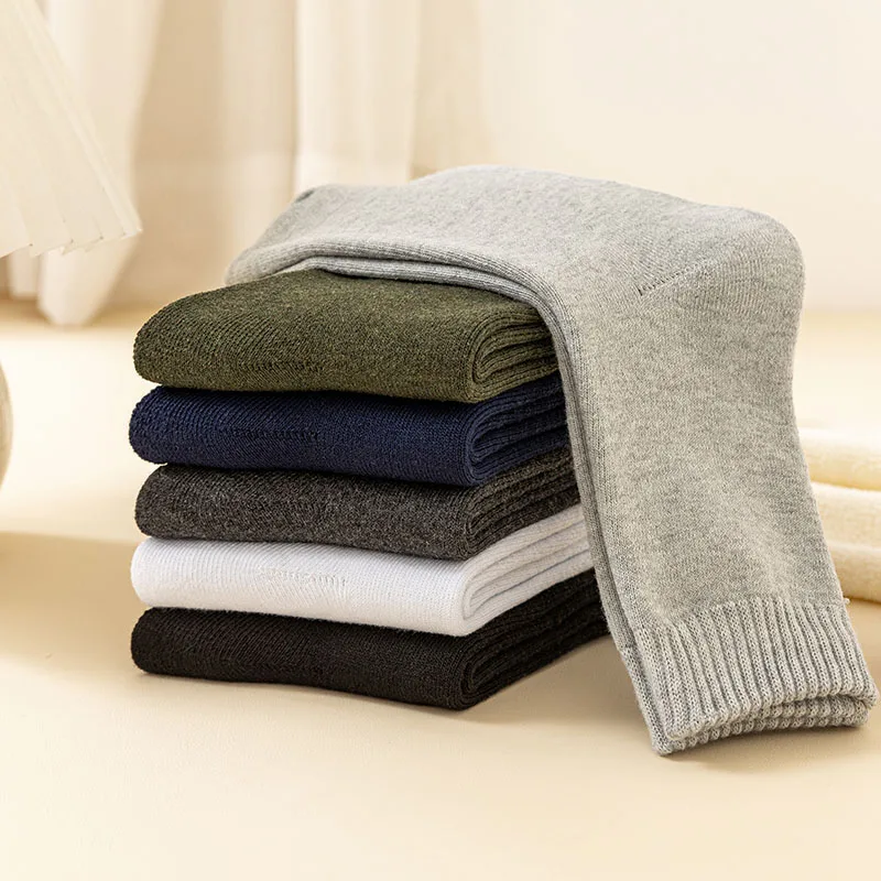 Winter Thick Warm Men's Socks Cotton Socks Solid Color Harajuku Retro Terry Socks 10 Pair