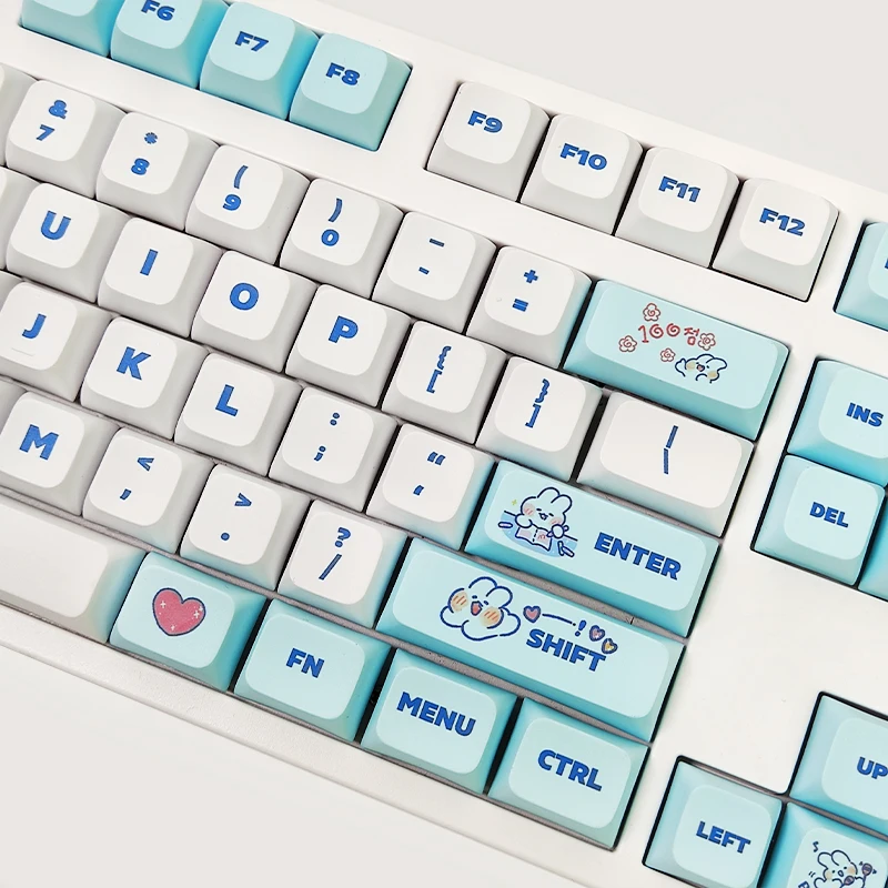 

KBDiy XDA Profile Steam Rabbit Blue PBT Keycap DIY Custom SYE-SUB Cute Keycaps for Mechanical Keyboard Gaming MX Switche 129 Key