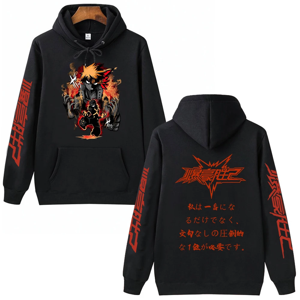 

2022 Hot Anime My Hero Academia Bakugo Hoodie Hip Hop Harajuku Pullovers Tops Long Sleeves Autumn Winter