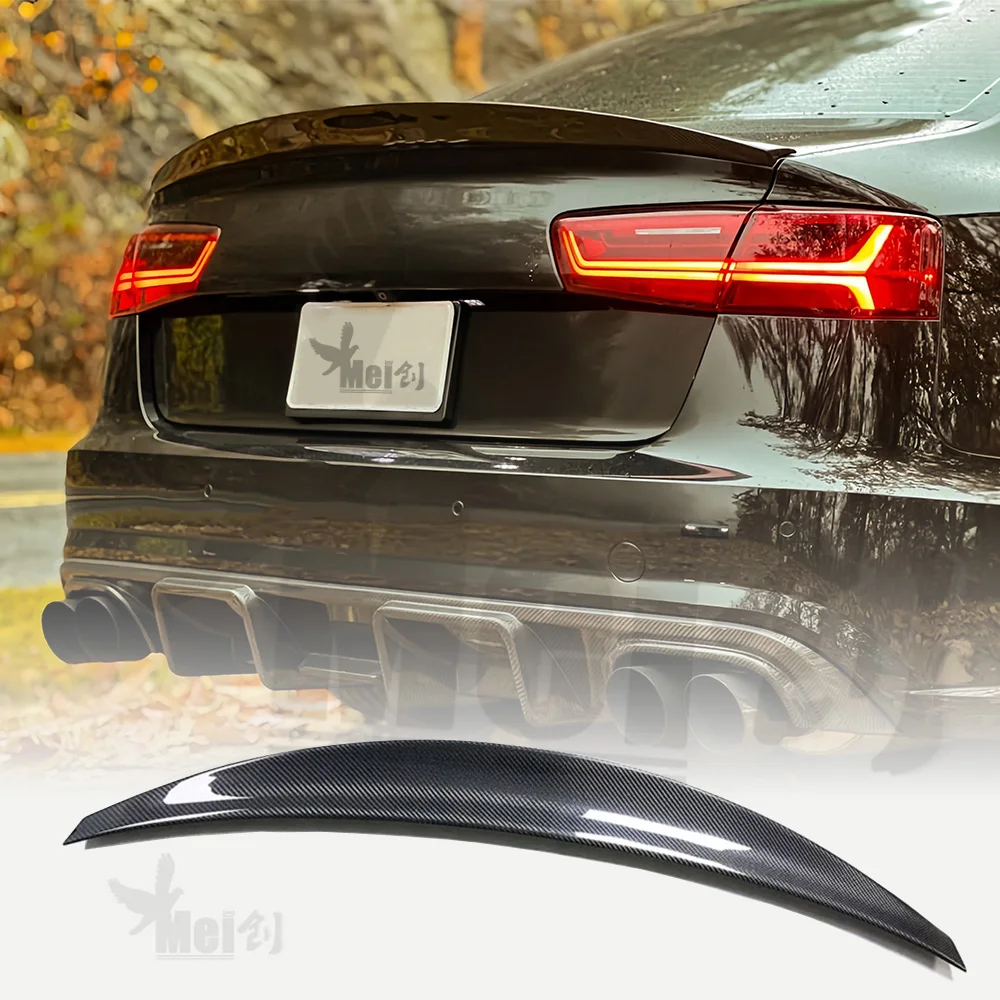 Фото Для Audi A6 S6 B9 C7 4-дверный седан 2012-2016 Hk стиль Высокое качество углеродное волокно заднее крыло крыша задняя коробка украшенный спойлер ﻿ №1