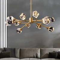 modern luxury pure copper pandent lights high quality crystal glass led chandeliers decora dining room study lobby hanging lamp