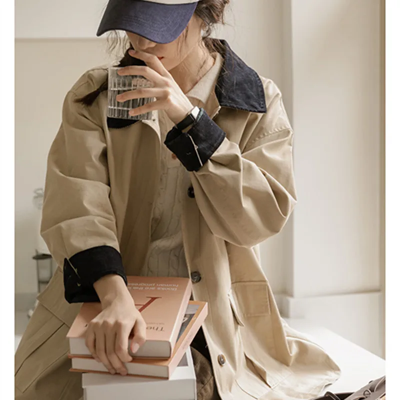 

Осень 2022, новый французский ретро-дизайн, пригородный отворот, средний и длинный однобортный телефон, бесплатная доставка