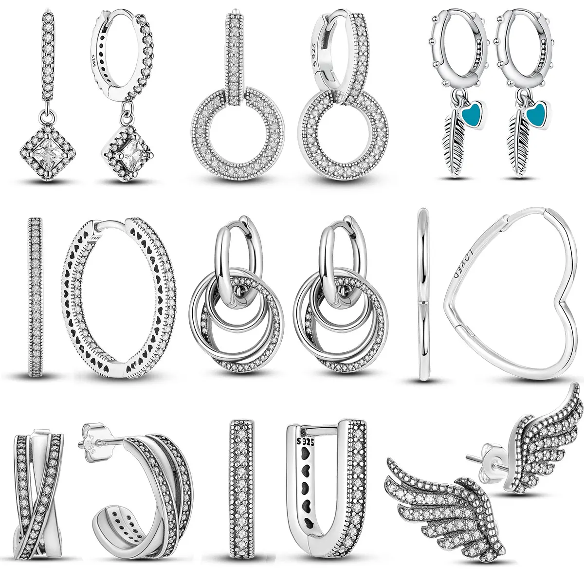 

Trendy 925 Sterling Silver Stud Earring for Women Daisy Flower Geometric Round Moon Earrings Stud Female Zircon Fashion Jewelry