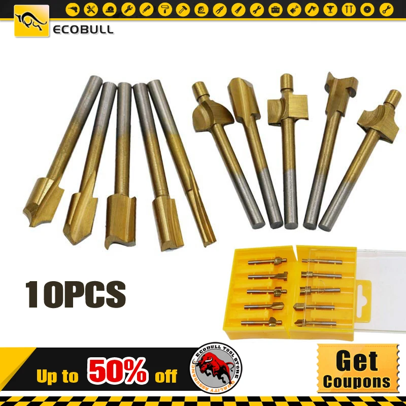 

10pcs HSS Woodworking Milling Cutter Special Grinding And Carving Knife For Electric Trimmer Multifunctional Grooving Tool