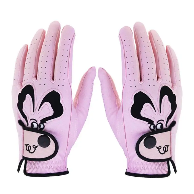 

Golf Gloves Women All Weather Leather Cartoon Golf Gloves Breathable Comfortable Sport Gloves Anti-Slip For Both Hands
